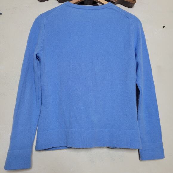 Investments Fine Cashmere Cornflower Blue Round Neck Full Button Cardigan✨️M - Picture 6 of 16